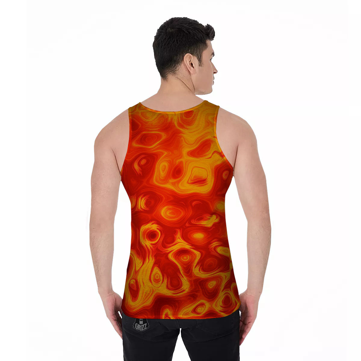 Flow Lava Print Men's Tank Top-grizzshop