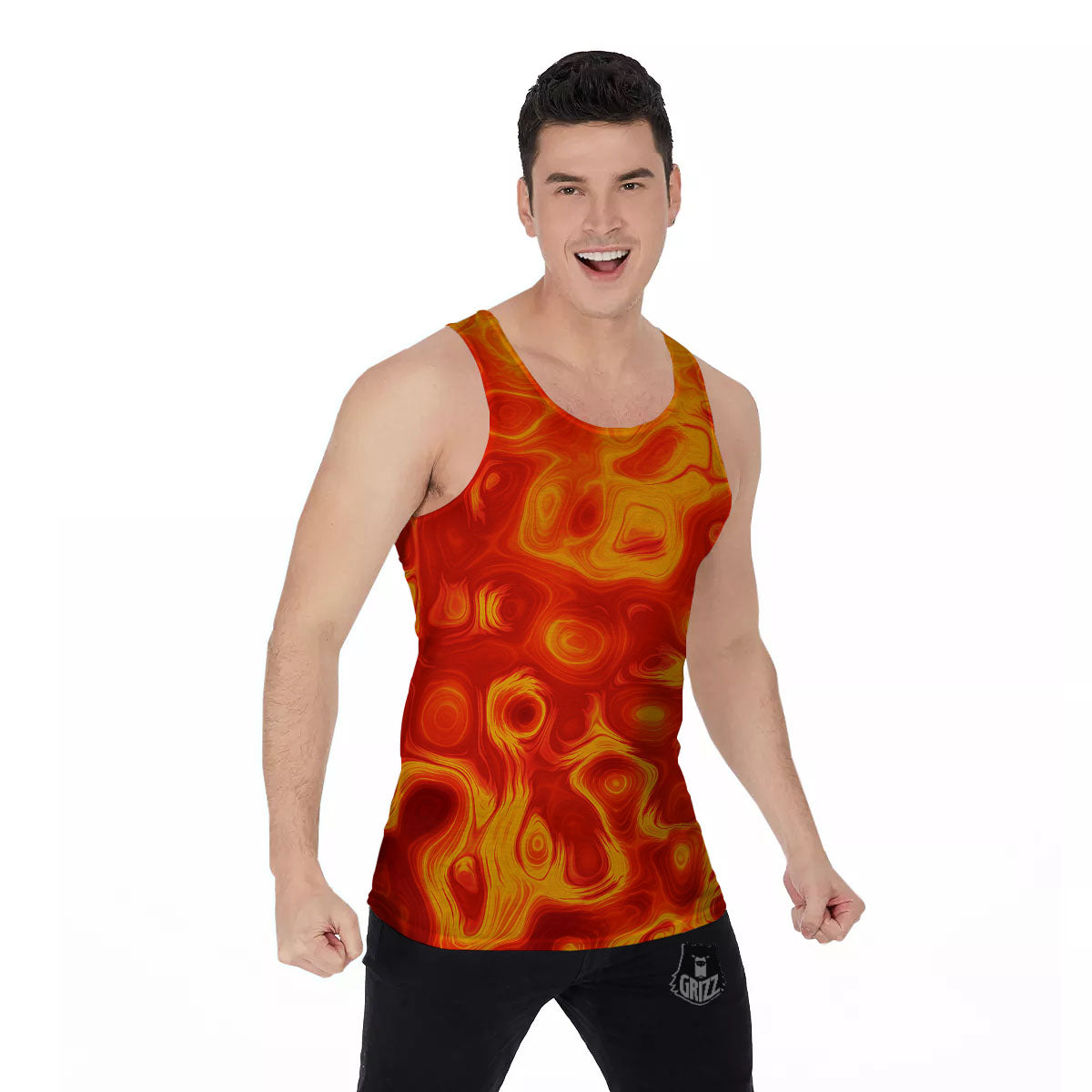 Flow Lava Print Men's Tank Top-grizzshop