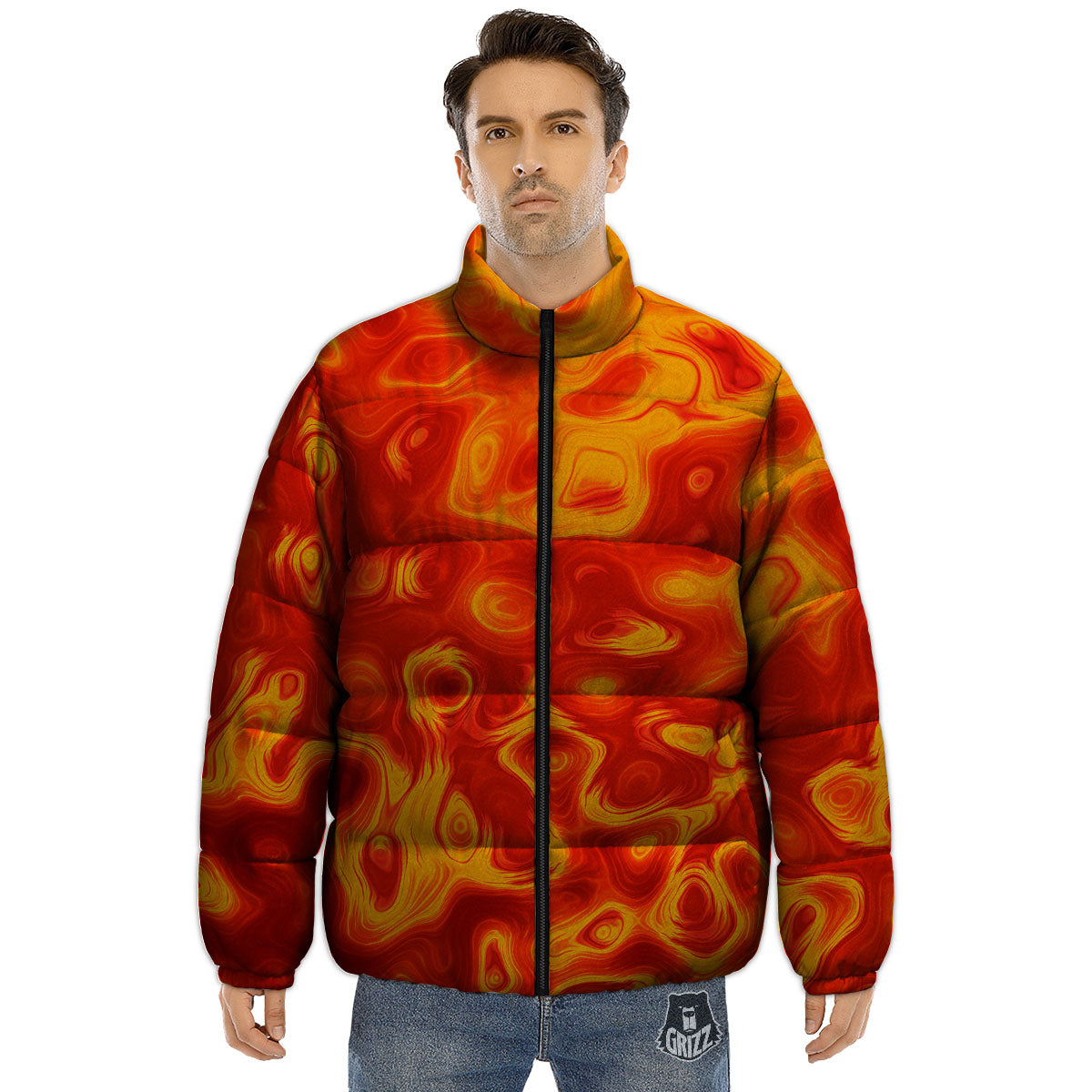 Flow Lava Print Puffer Jacket-grizzshop