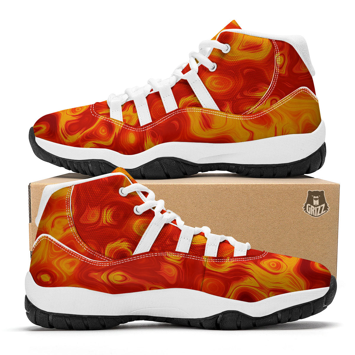 Flow Lava Print White Bball Shoes-grizzshop
