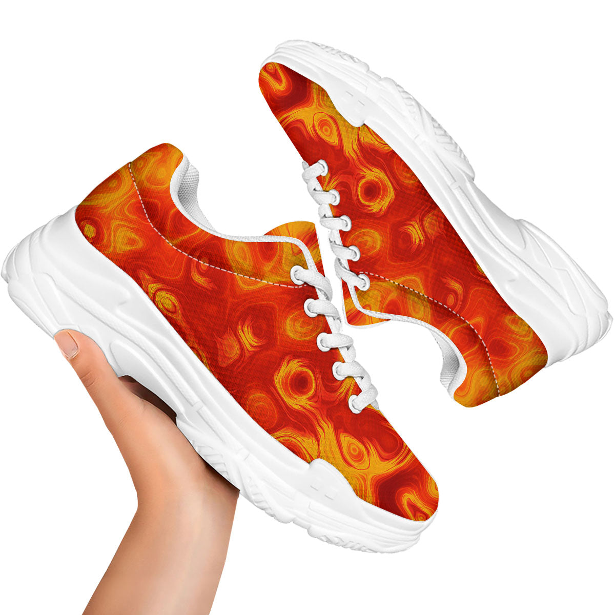 Flow Lava Print White Chunky Shoes-grizzshop