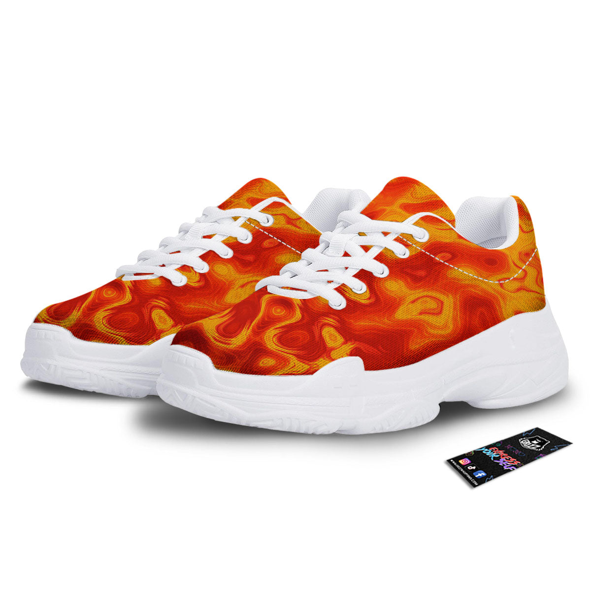 Flow Lava Print White Chunky Shoes-grizzshop