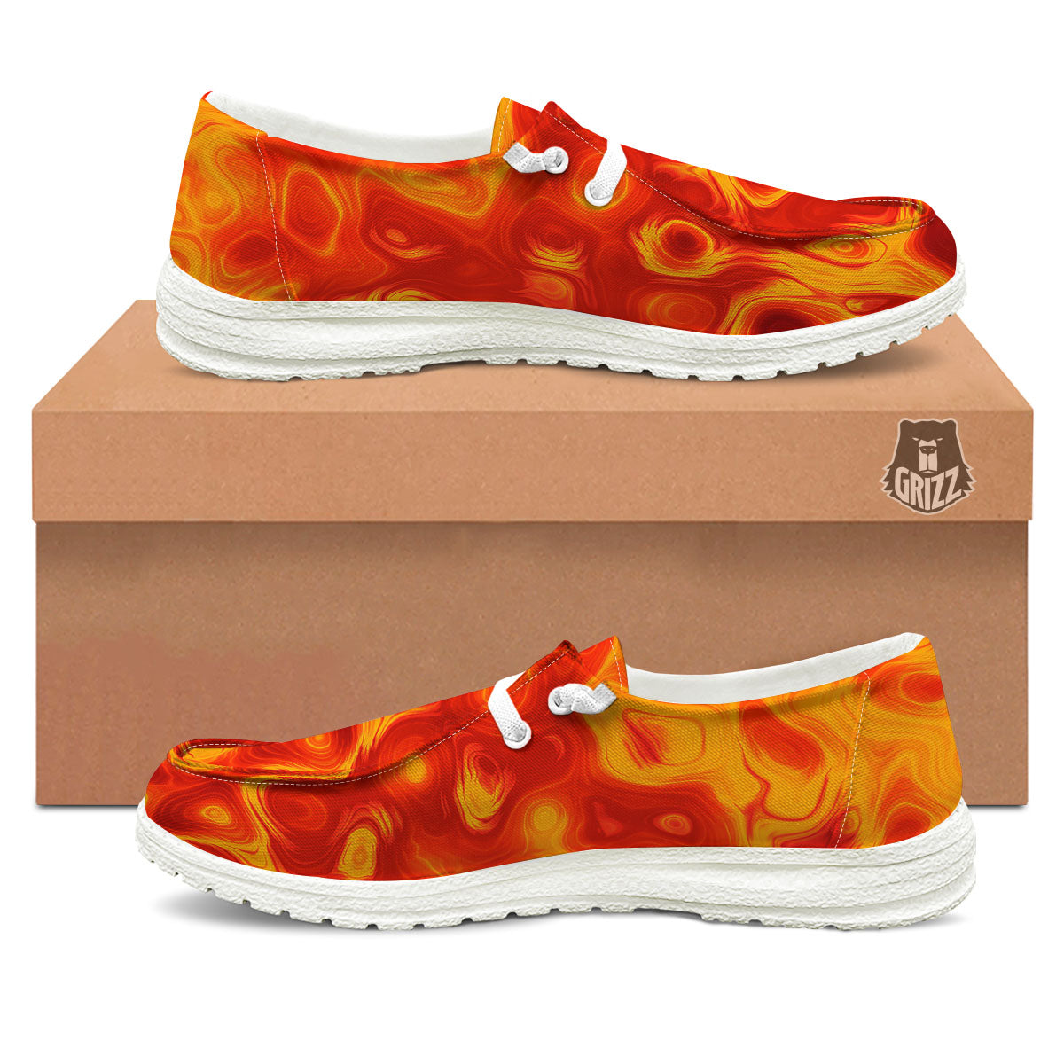 Flow Lava Print White Loafers-grizzshop