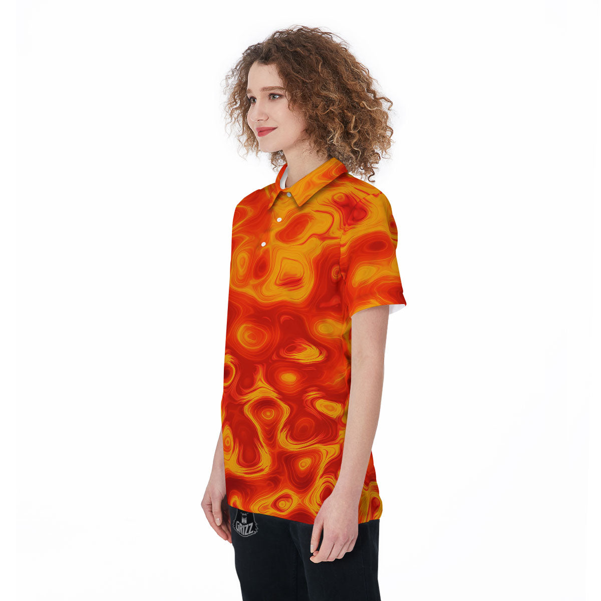 Flow Lava Print Women's Golf Shirts-grizzshop