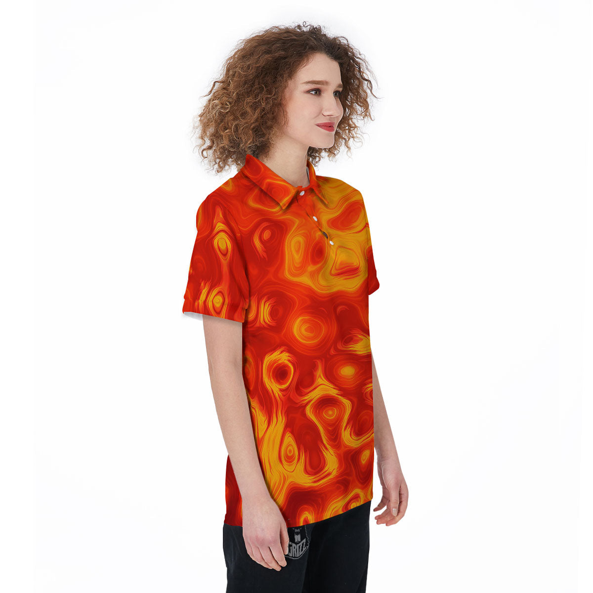 Flow Lava Print Women's Golf Shirts-grizzshop