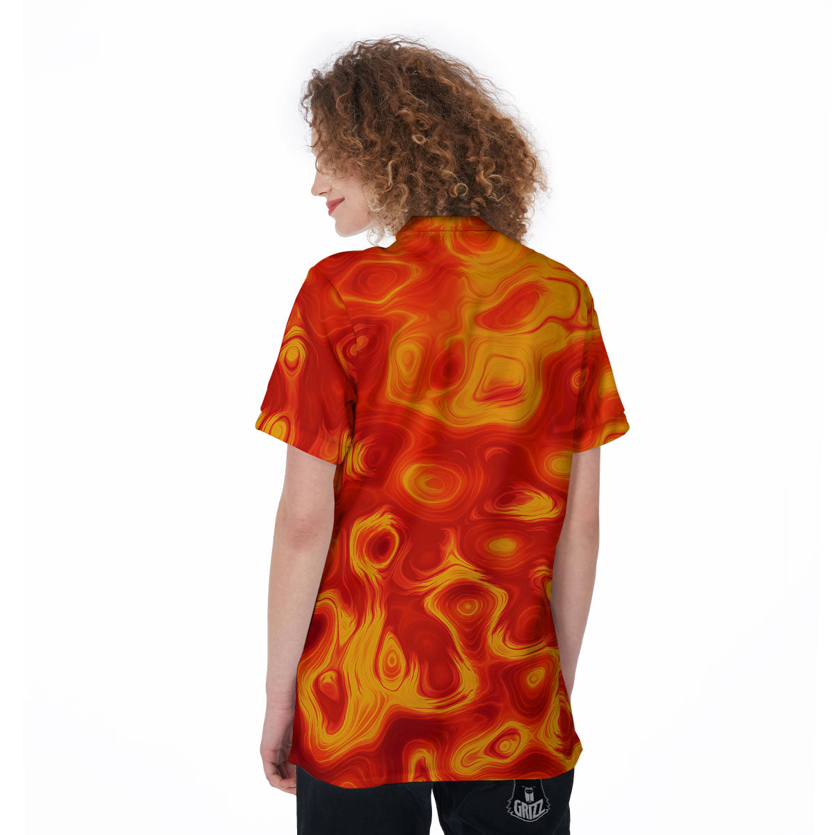 Flow Lava Print Women's Golf Shirts-grizzshop