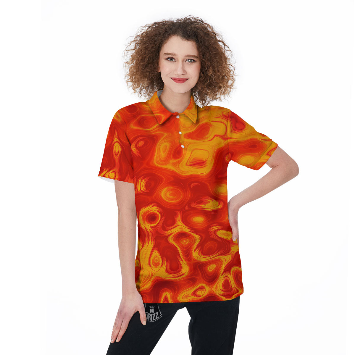 Flow Lava Print Women's Golf Shirts-grizzshop