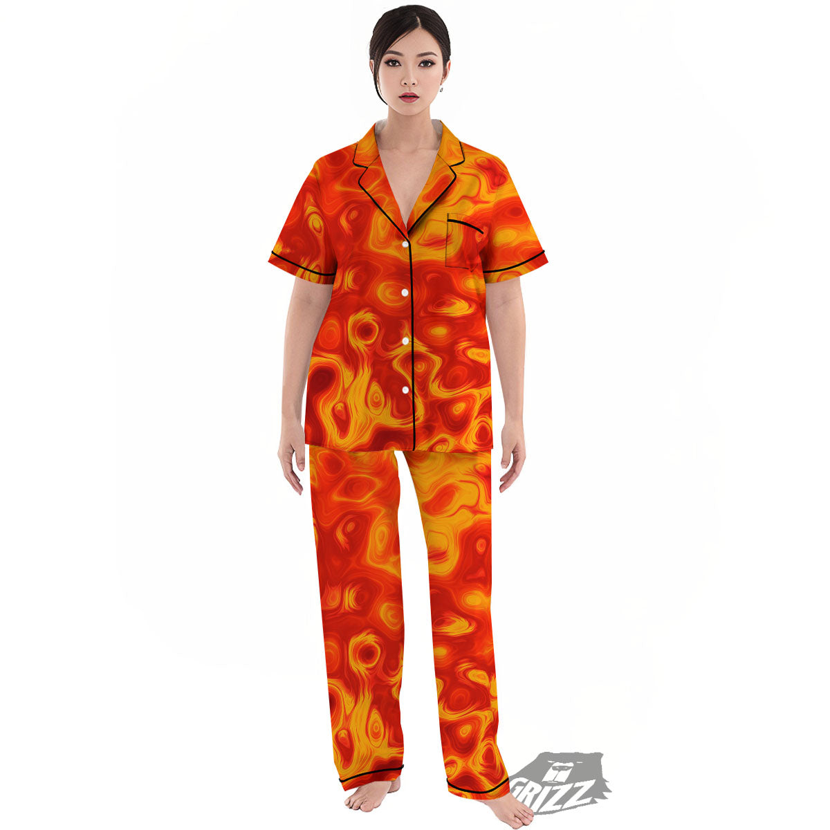 Flow Lava Print Women's Pajamas Set-grizzshop