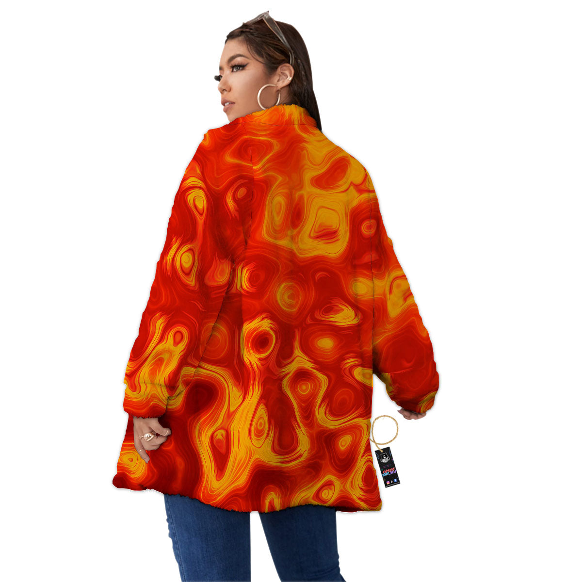 Flow Lava Print Women's Sherpa Jacket-grizzshop
