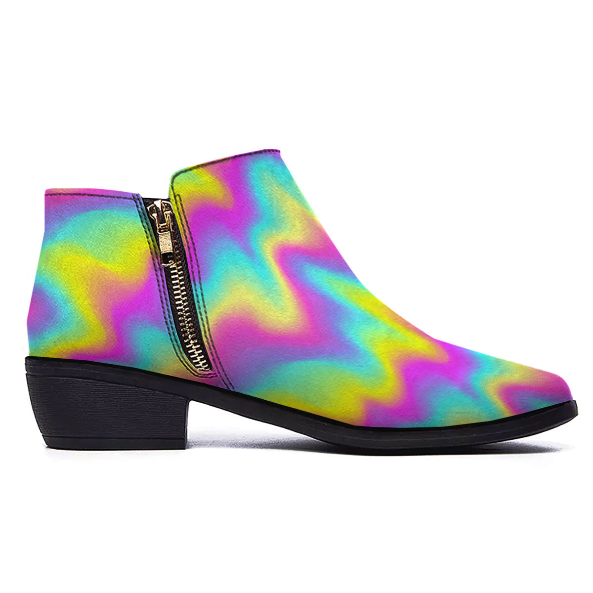 Flow Rainbow Print Pattern Ankle Boots-grizzshop