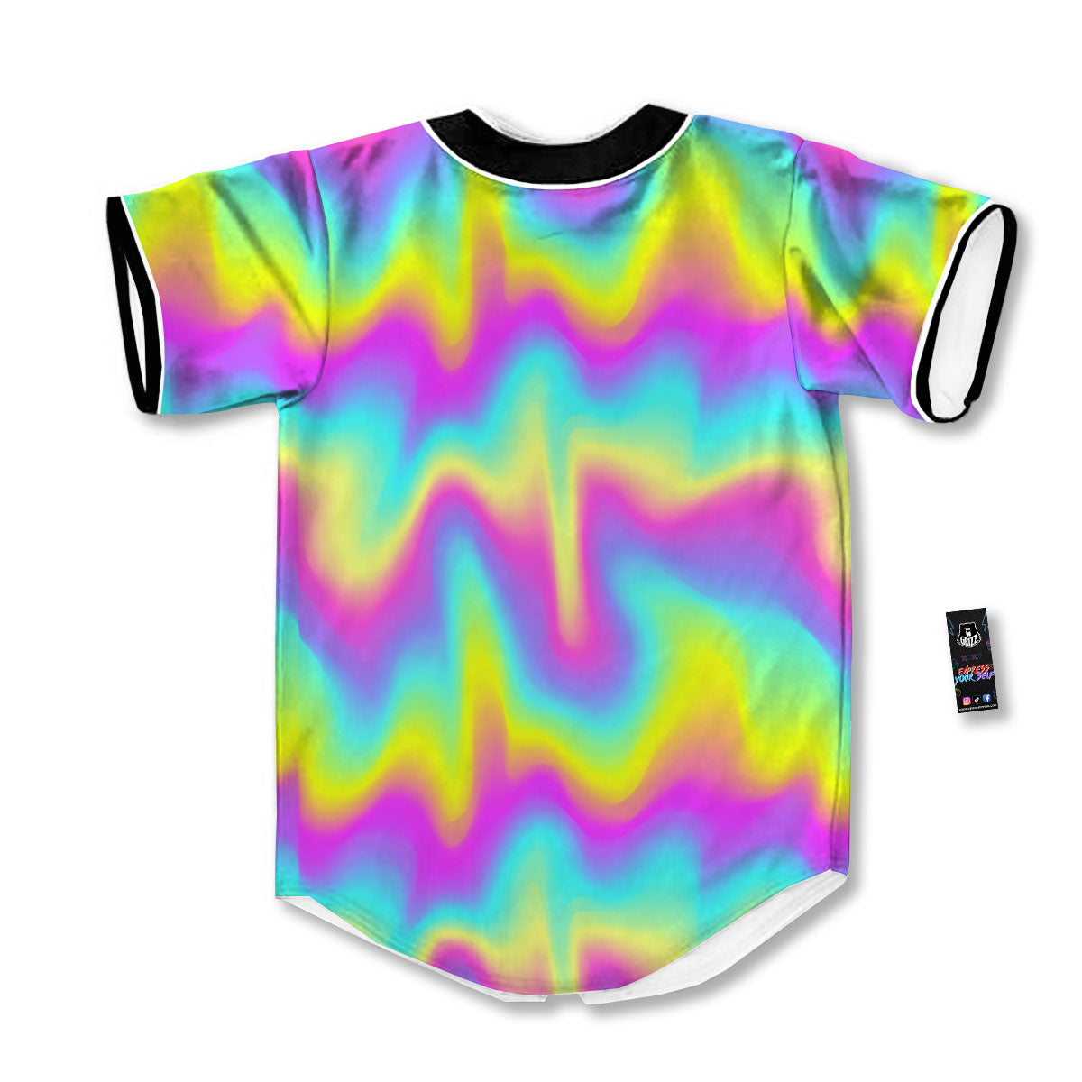 Flow Rainbow Print Pattern Baseball Jersey-grizzshop