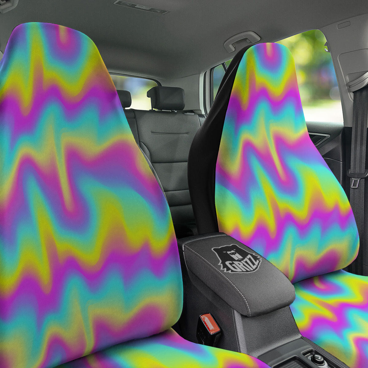 Flow Rainbow Print Pattern Car Seat Covers-grizzshop