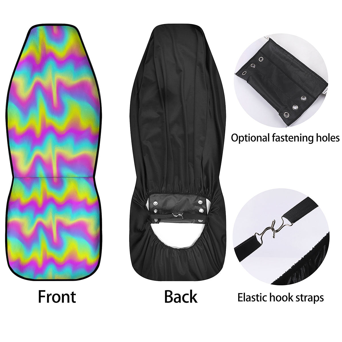 Flow Rainbow Print Pattern Car Seat Covers-grizzshop