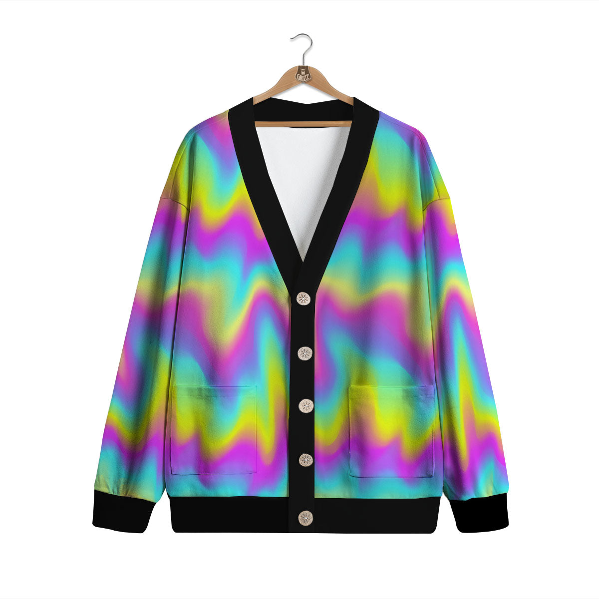 Flow Rainbow Print Pattern Cardigan-grizzshop