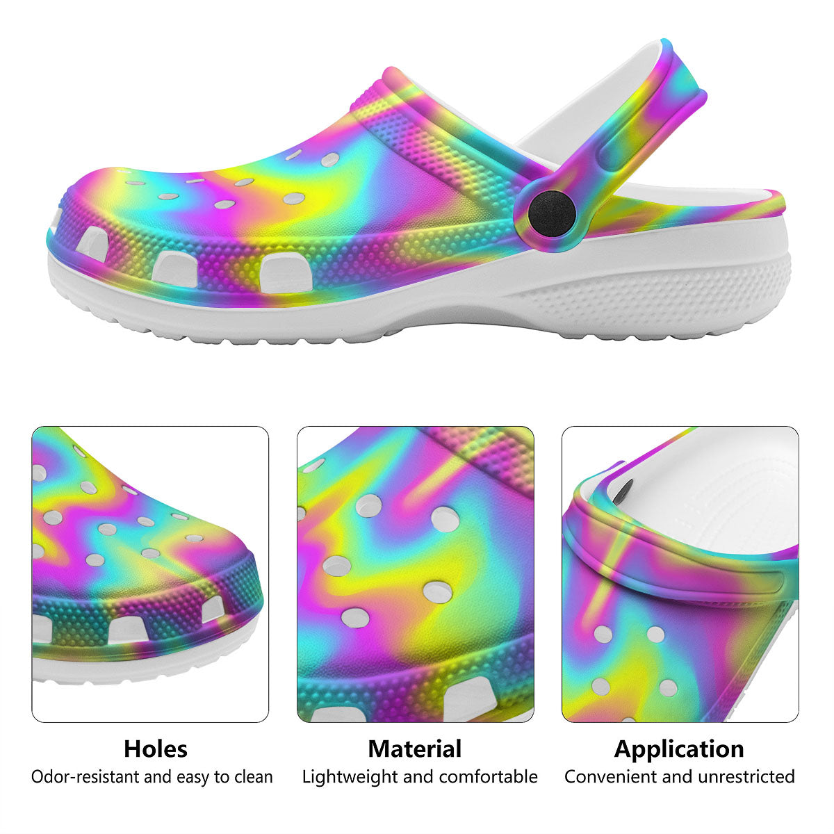Flow Rainbow Print Pattern Clog-grizzshop