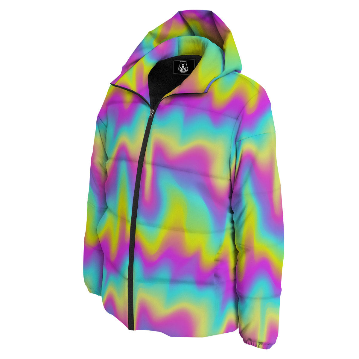 Flow Rainbow Print Pattern Down Jacket-grizzshop