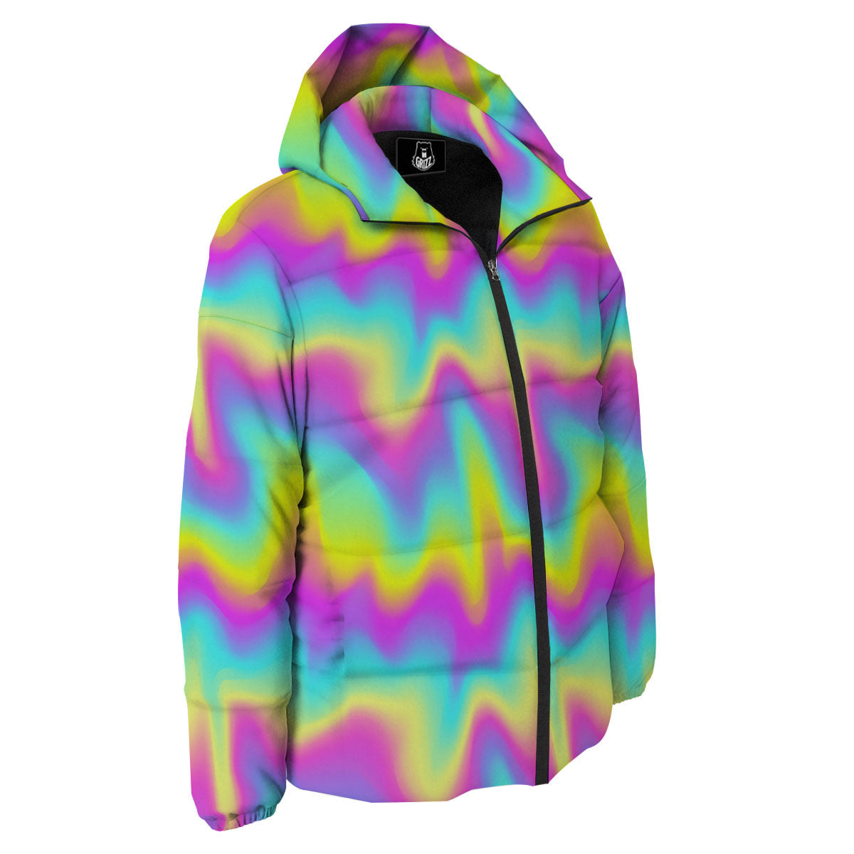 Flow Rainbow Print Pattern Down Jacket-grizzshop