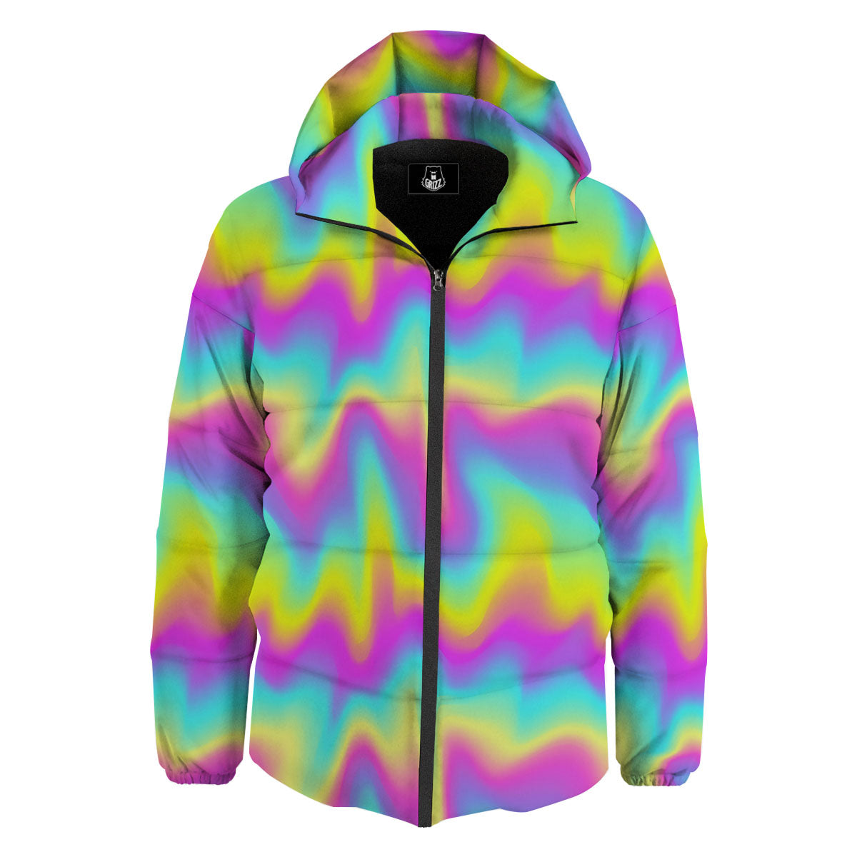 Flow Rainbow Print Pattern Down Jacket-grizzshop