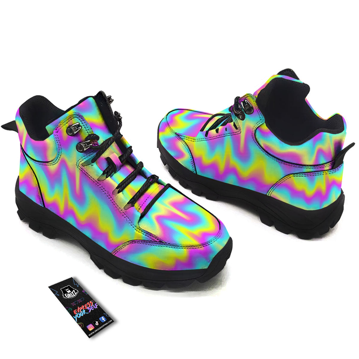 Flow Rainbow Print Pattern Hiking Shoes-grizzshop