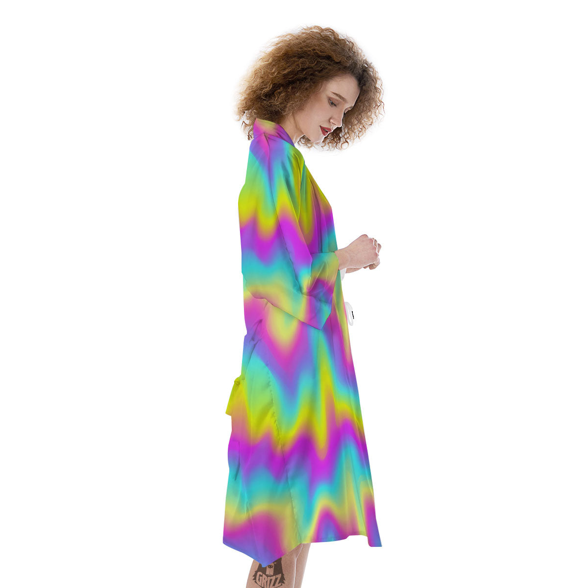 Flow Rainbow Print Pattern Kimono-grizzshop