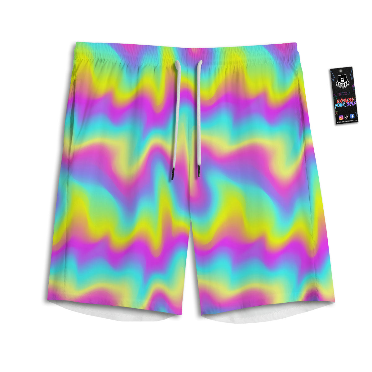 Flow Rainbow Print Pattern Men's Athletic Shorts