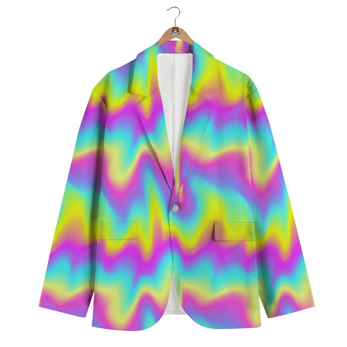 Flow Rainbow Print Pattern Men's Blazer-grizzshop