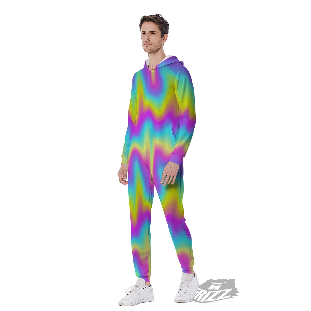 Flow Rainbow Print Pattern Men's Jumpsuit-grizzshop