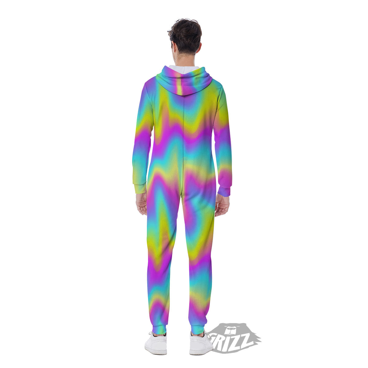 Flow Rainbow Print Pattern Men's Jumpsuit-grizzshop