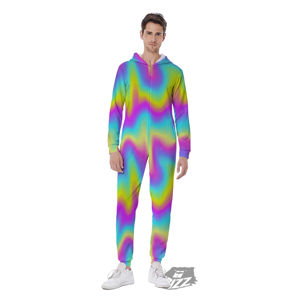 Flow Rainbow Print Pattern Men's Jumpsuit-grizzshop