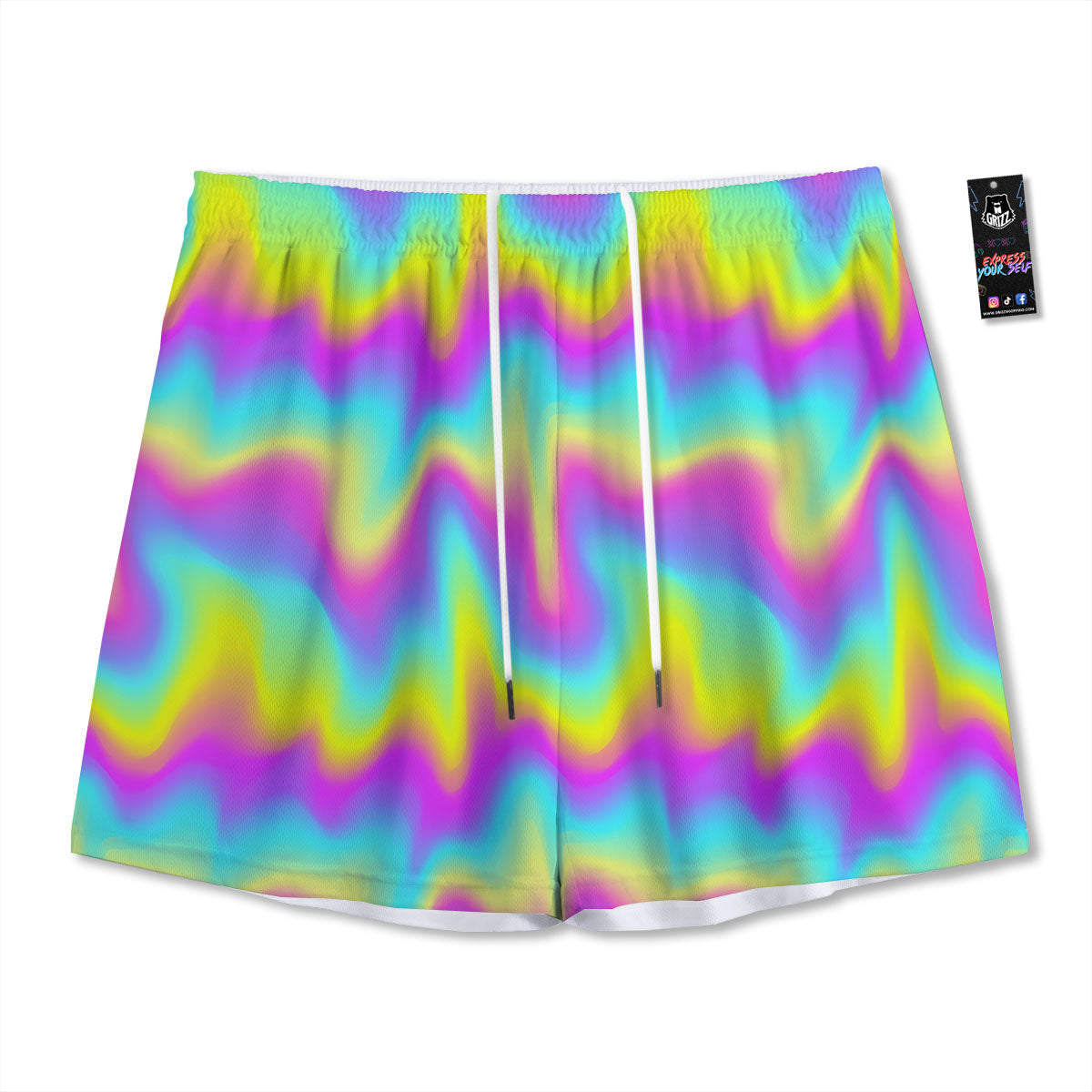 Flow Rainbow Print Pattern Mesh Shorts