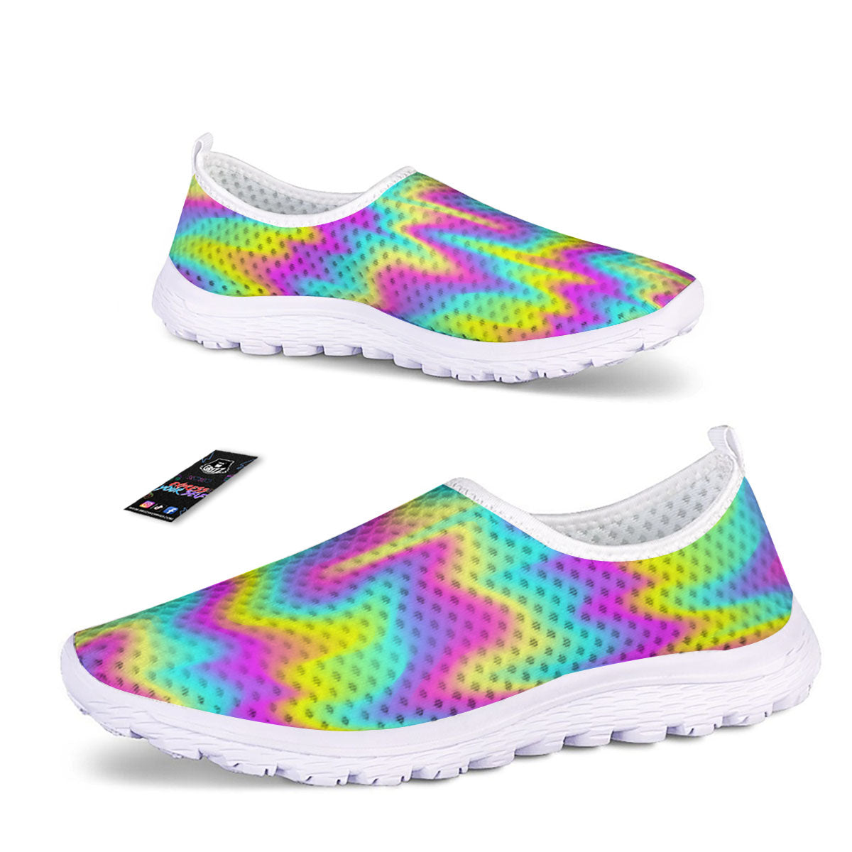 Flow Rainbow Print Pattern Nurse Shoes-grizzshop