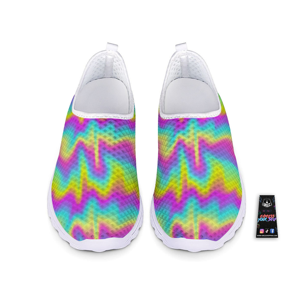 Flow Rainbow Print Pattern Nurse Shoes-grizzshop