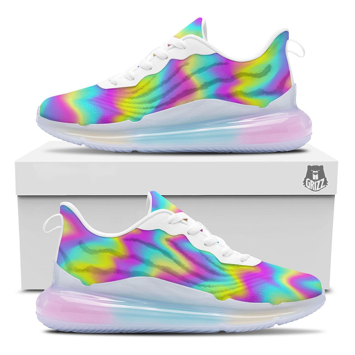 Flow Rainbow Print Pattern Running Sneakers-grizzshop