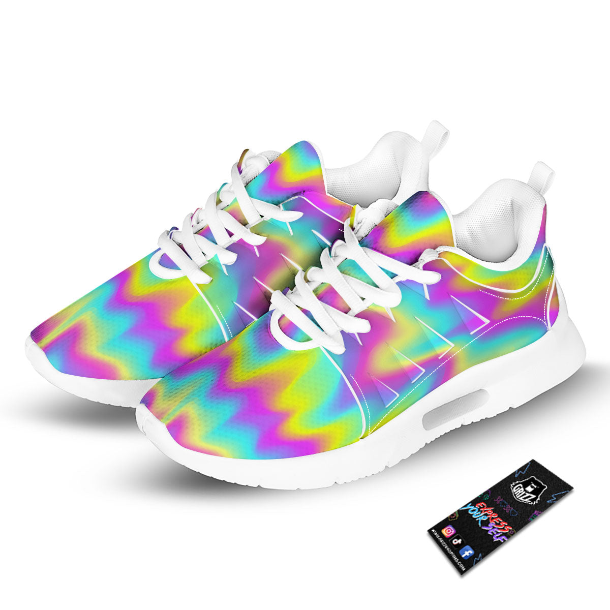 Flow Rainbow Print Pattern Tennis Shoes-grizzshop