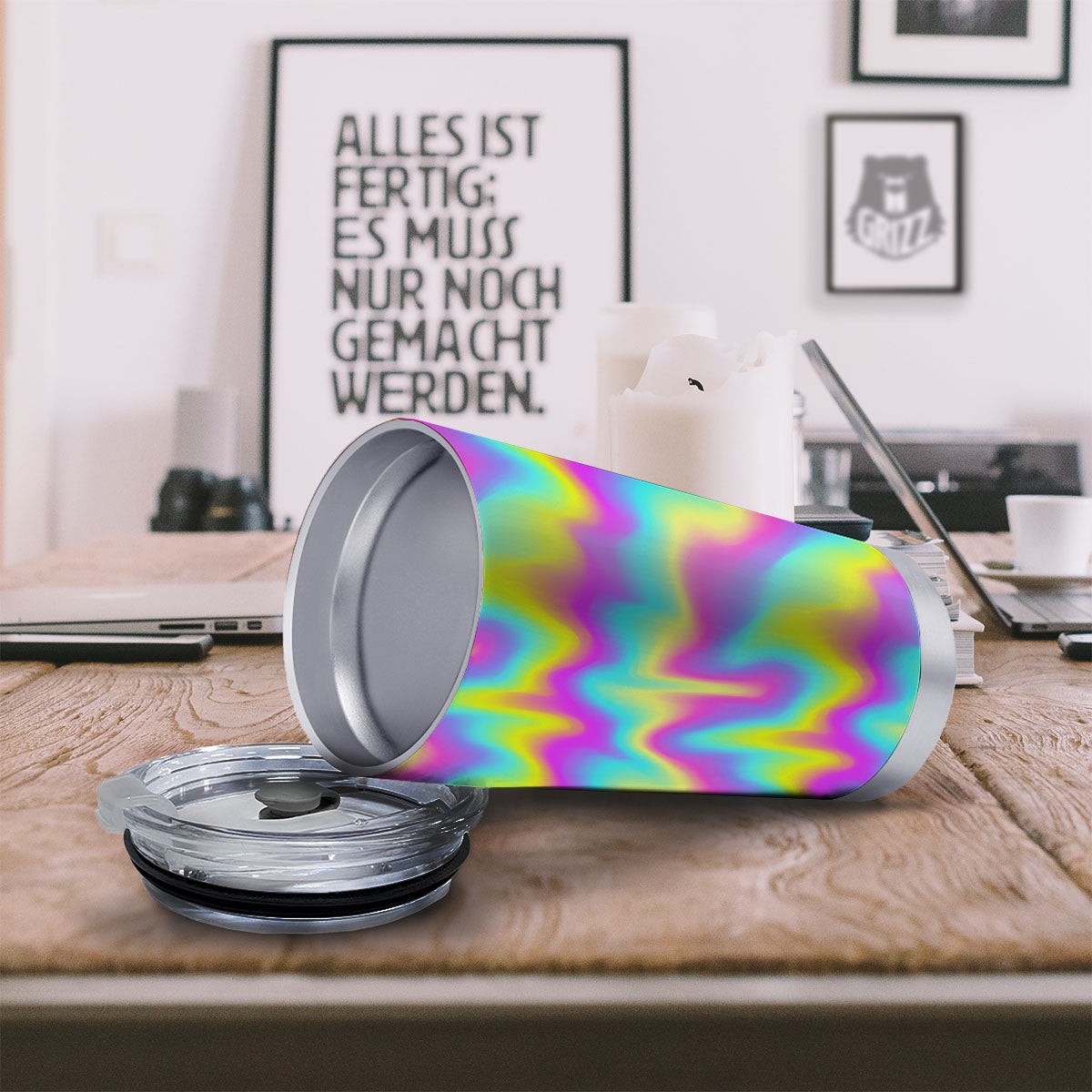 Flow Rainbow Print Pattern Tumbler-grizzshop