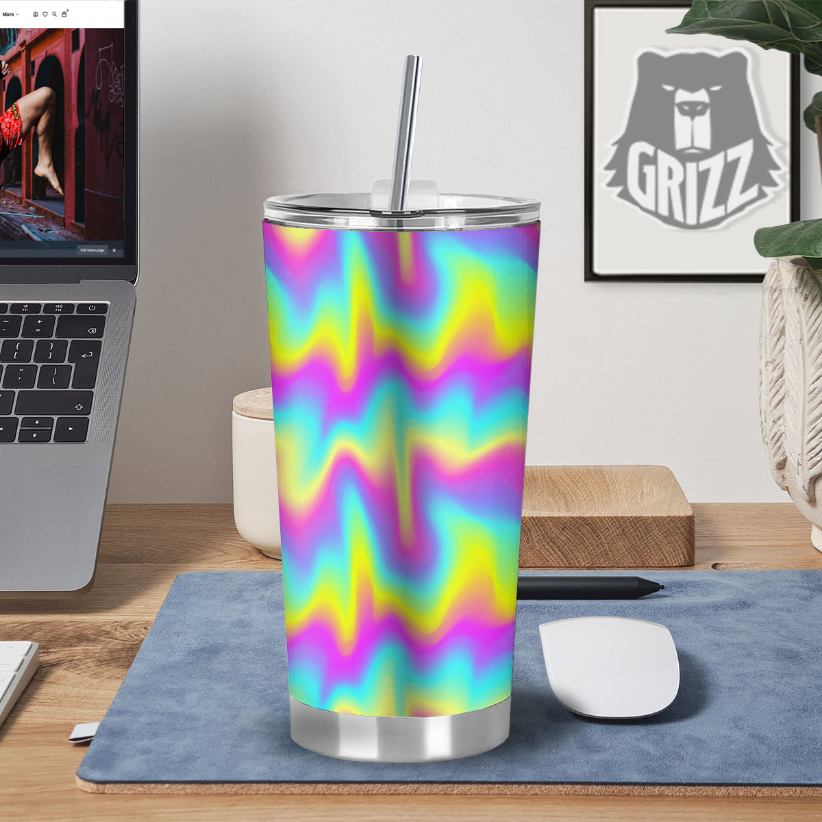 Flow Rainbow Print Pattern Tumbler-grizzshop