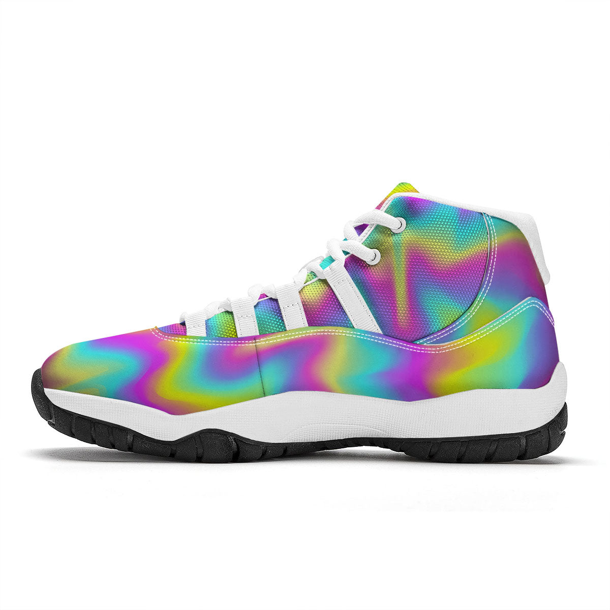 Flow Rainbow Print Pattern White Bball Shoes-grizzshop