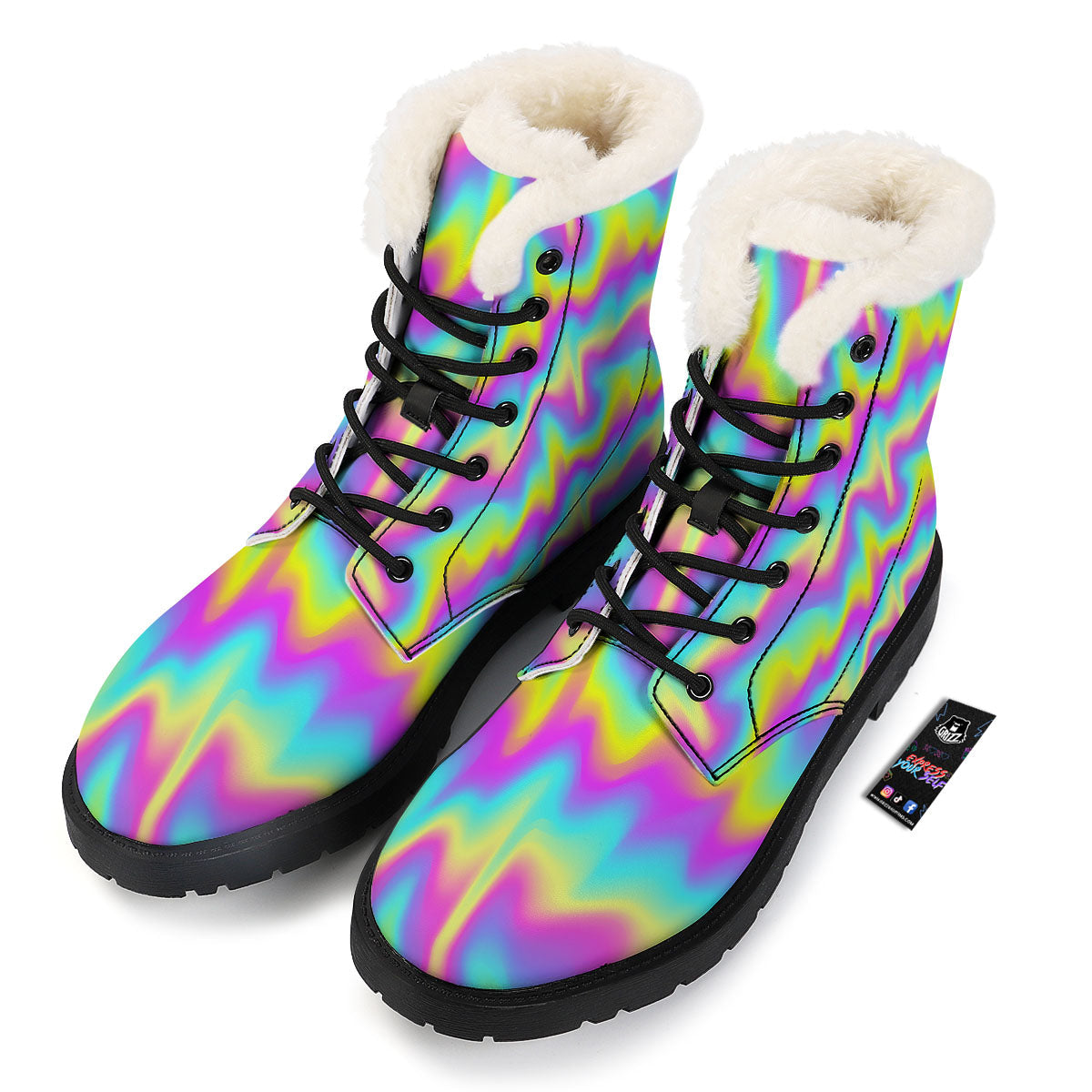 Flow Rainbow Print Pattern Winter Boots-grizzshop