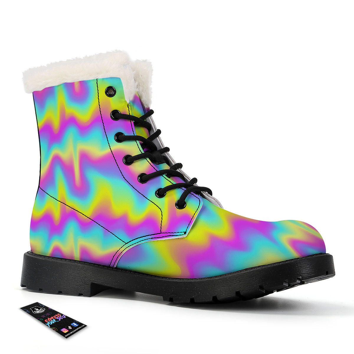 Flow Rainbow Print Pattern Winter Boots-grizzshop