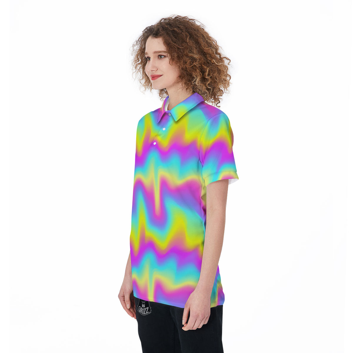 Flow Rainbow Print Pattern Women's Golf Shirts-grizzshop