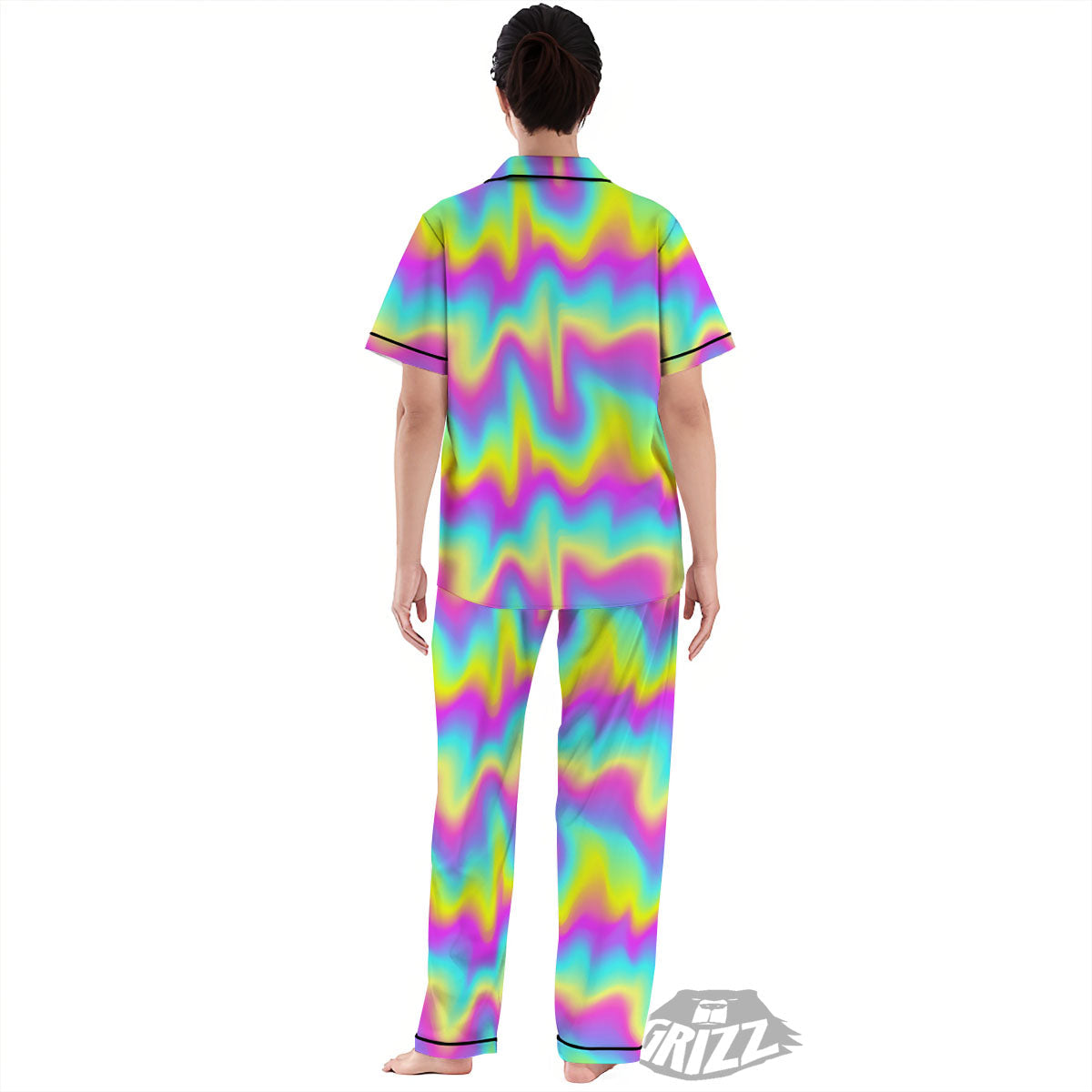 Flow Rainbow Print Pattern Women's Pajamas Set-grizzshop