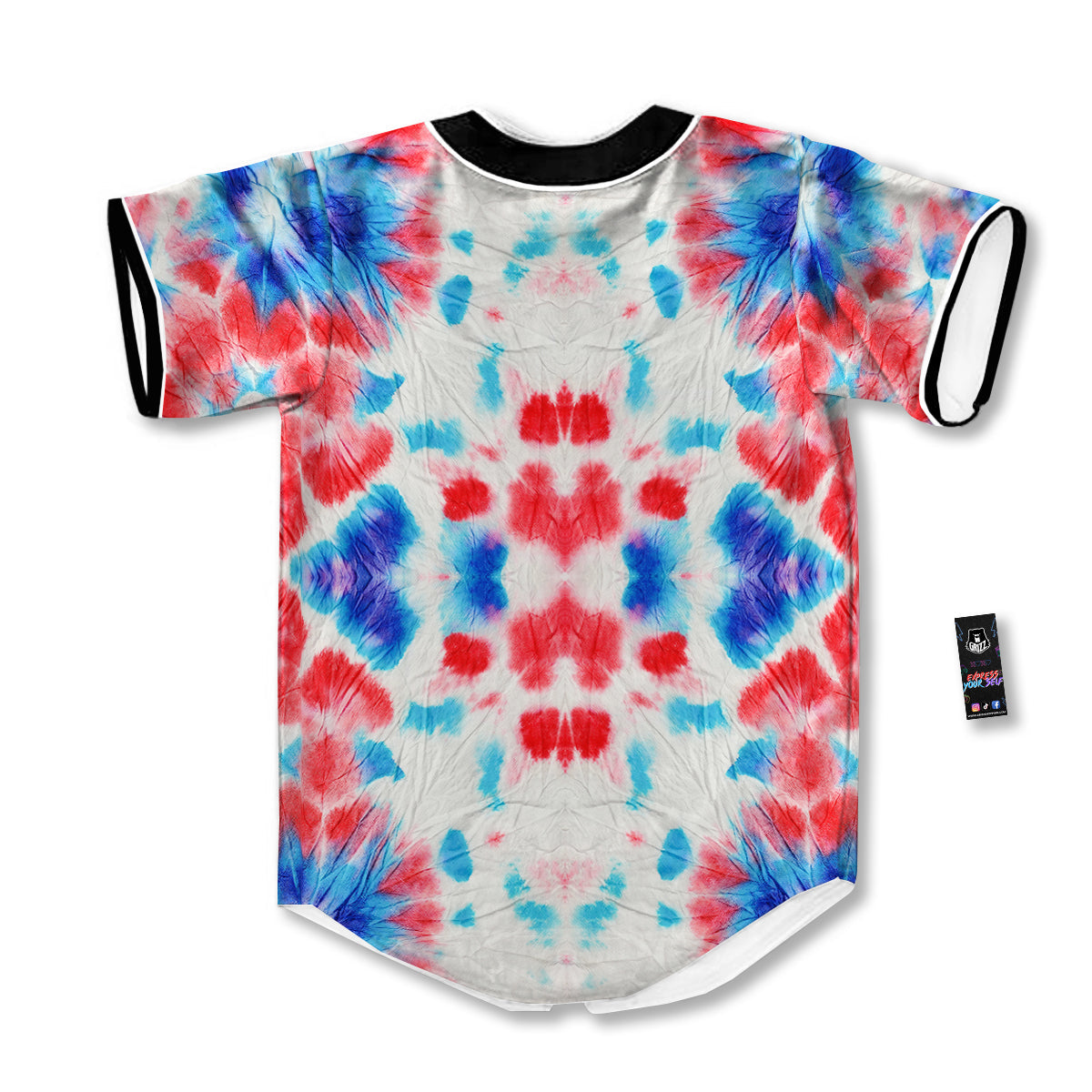 Flower Abstract Mark Red And Blue Print Baseball Jersey-grizzshop