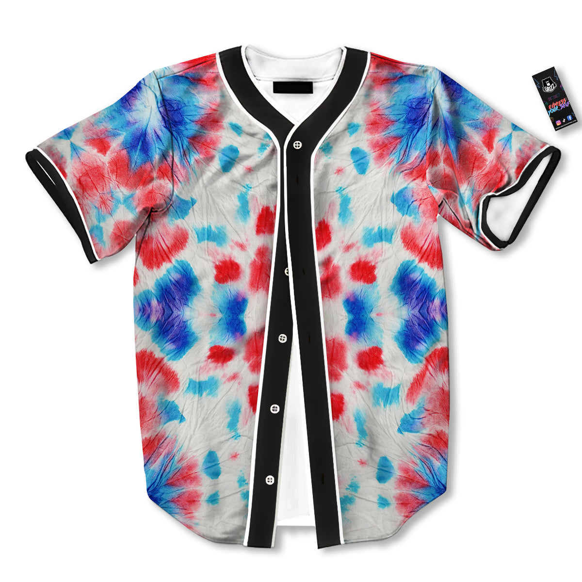 Flower Abstract Mark Red And Blue Print Baseball Jersey-grizzshop