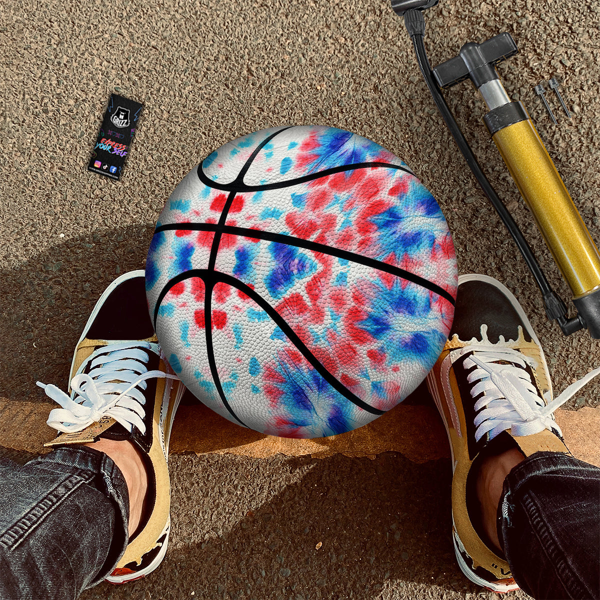 Flower Abstract Mark Red And Blue Print Basketball-grizzshop