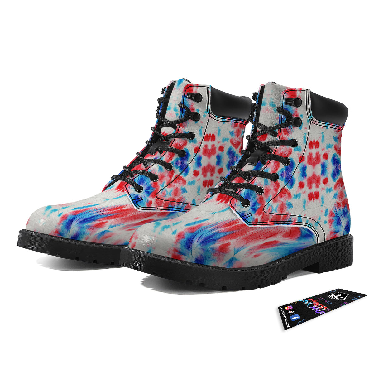 Flower Abstract Mark Red And Blue Print Boots-grizzshop