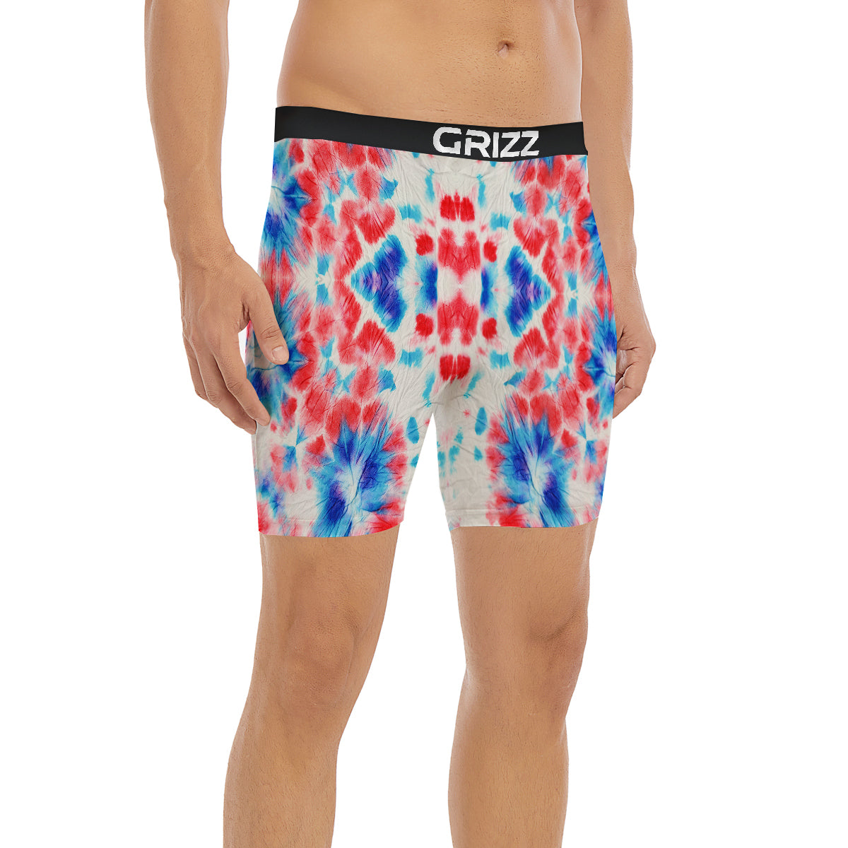 Flower Abstract Mark Red And Blue Print Boxer Briefs-grizzshop