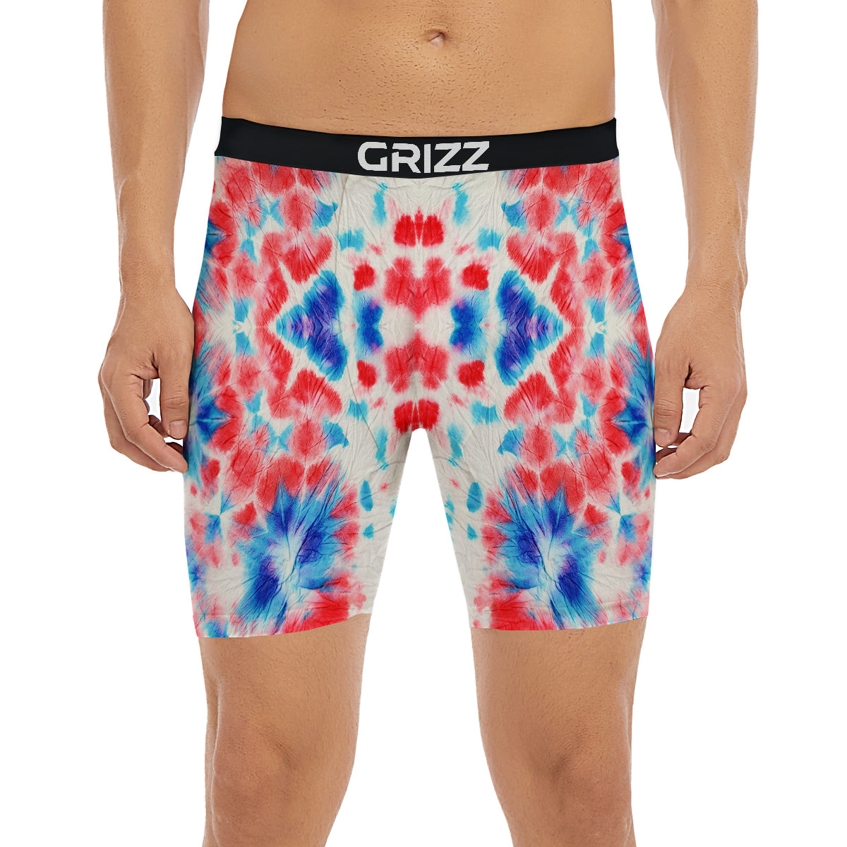 Flower Abstract Mark Red And Blue Print Boxer Briefs-grizzshop