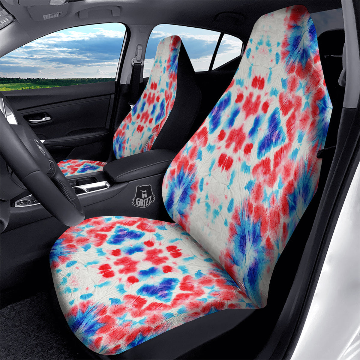 Flower Abstract Mark Red And Blue Print Car Seat Covers-grizzshop