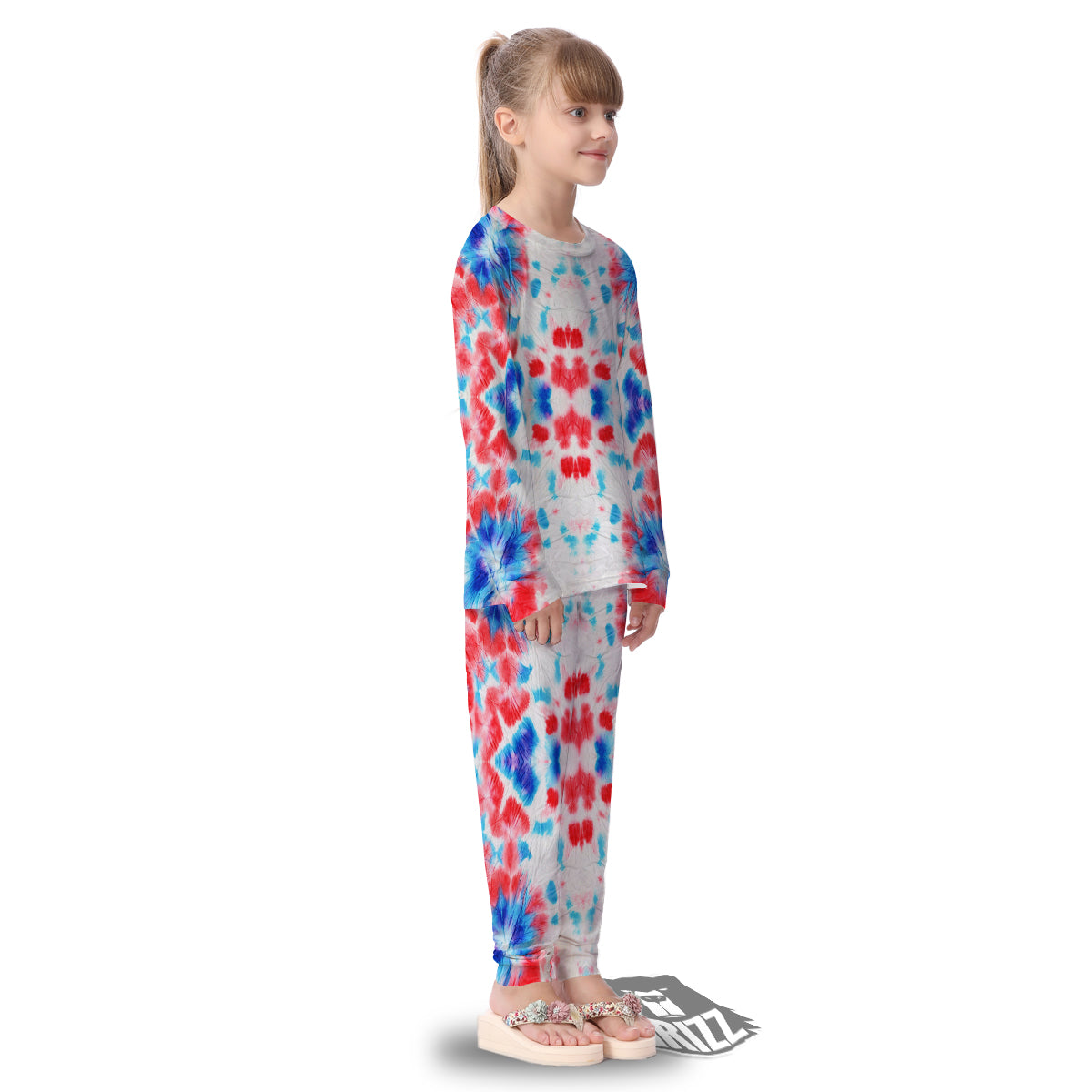 Flower Abstract Mark Red And Blue Print Kid's Pajamas-grizzshop