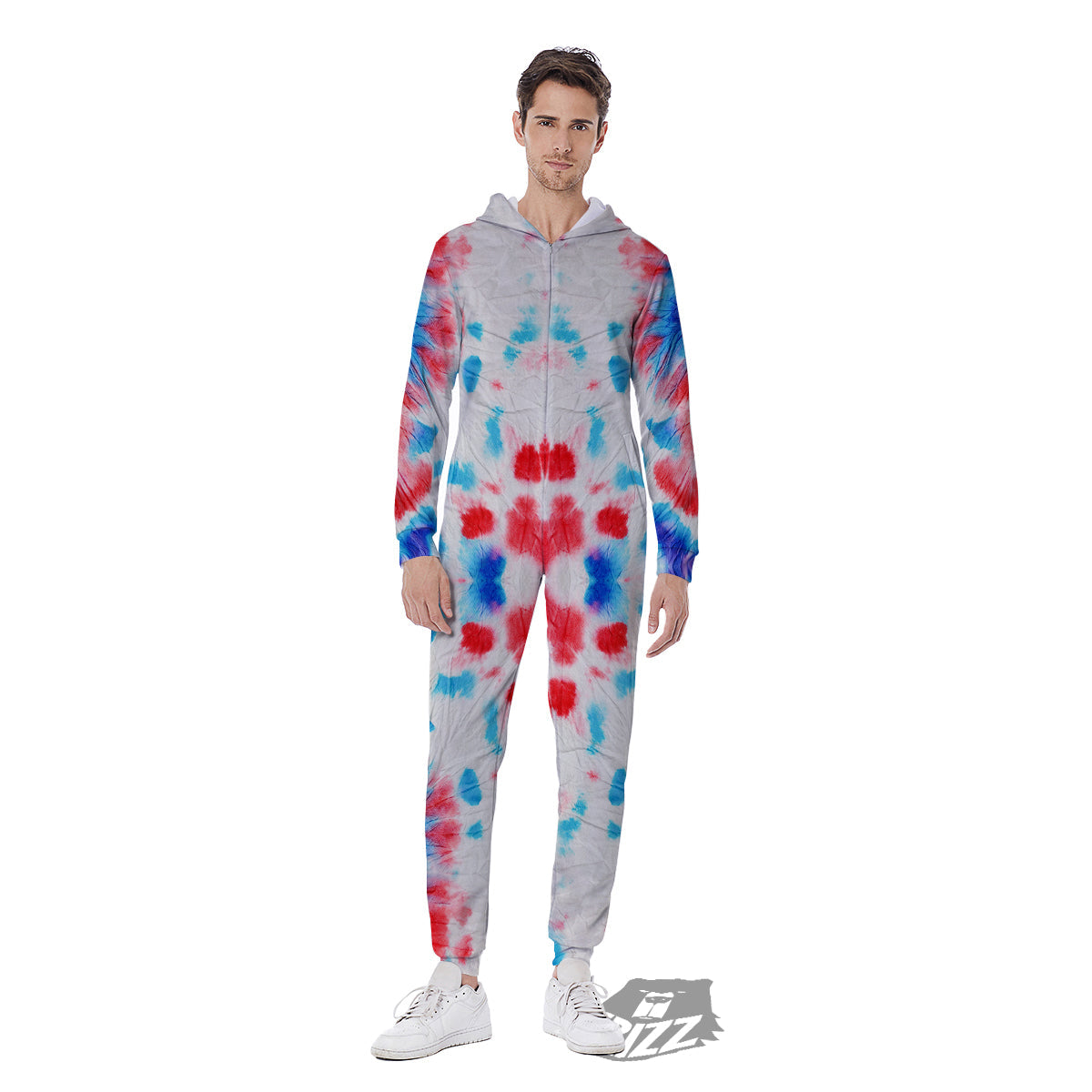 Flower Abstract Mark Red And Blue Print Men's Jumpsuit-grizzshop